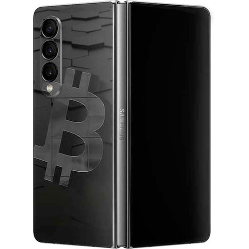 Bitcoin Textured Logo Galaxy Z Fold4 5G Skin